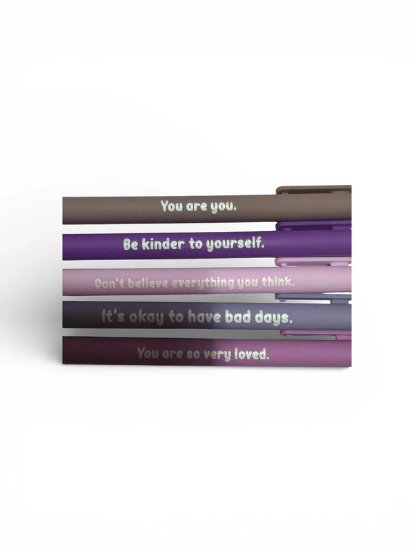 Be kind positive words pen set - Purple - 5 pens