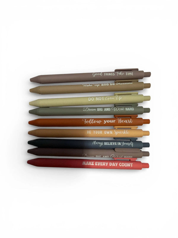 Words of encouragement pen set x 9 pens - multi colou