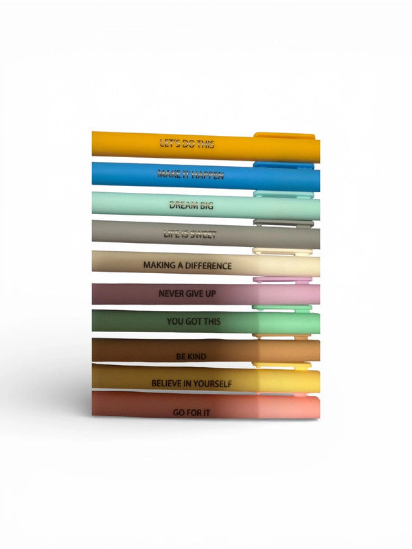 Set of inspirational message pastel pens x 10 - retractable ballpoint