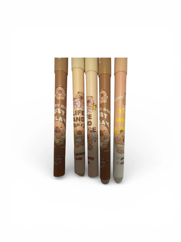 Set of 5 x capybara erasable blue ink gel pens