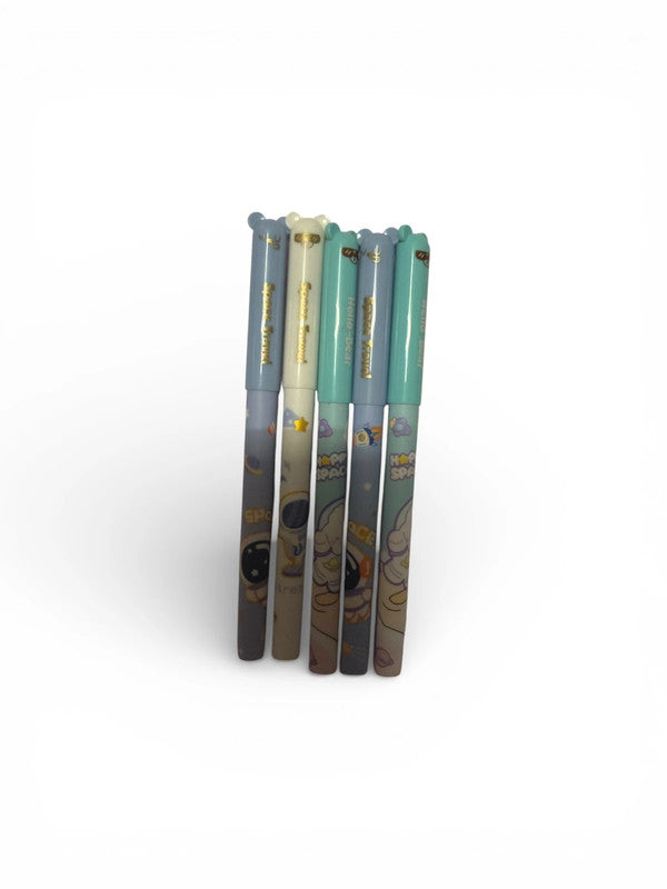 Set of 5 x erasable blue ink gel pens - space - cute