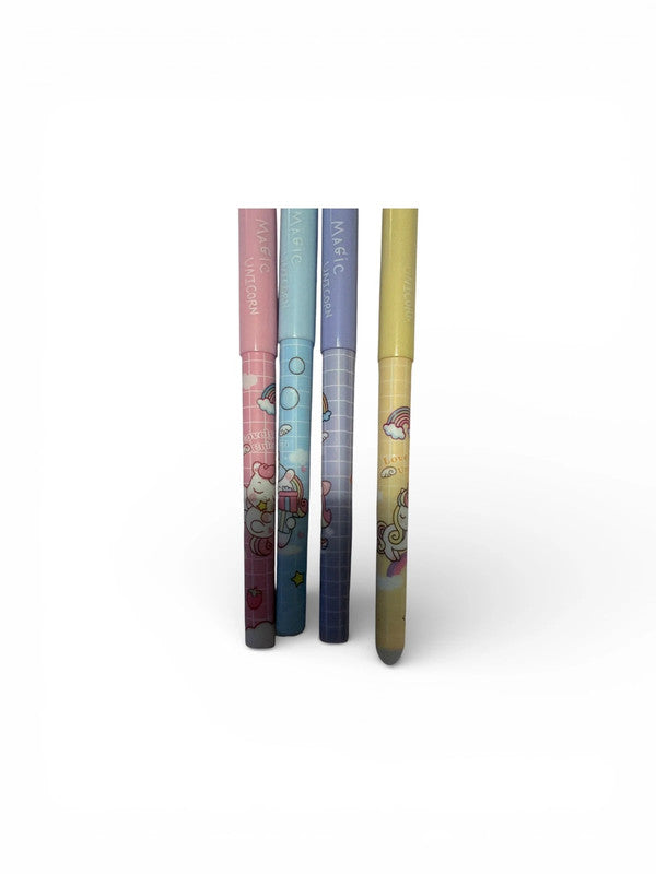 Set of 4 x magical unicorn erasable blue ink gel pens