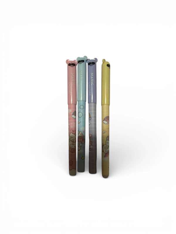 Set of 4 x magical unicorn erasable blue ink gel pens