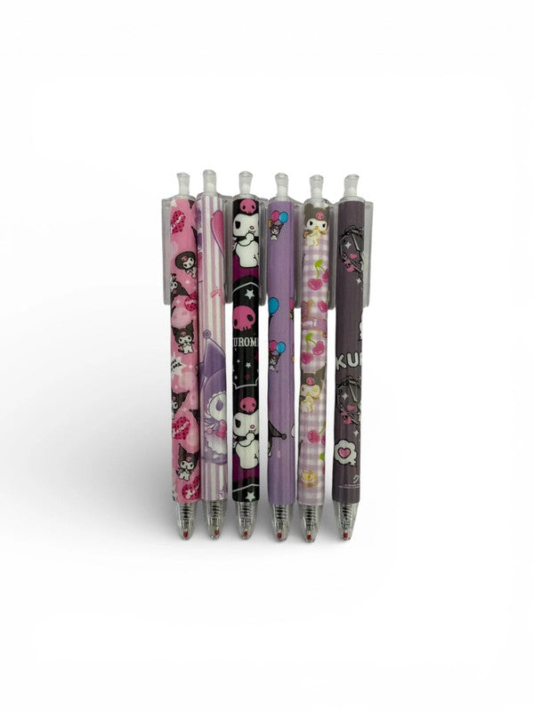 Set of Kuromi 0.5mm gel pens x 6 - Black ink