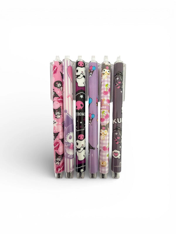 Set of Kuromi 0.5mm gel pens x 6 - Black ink