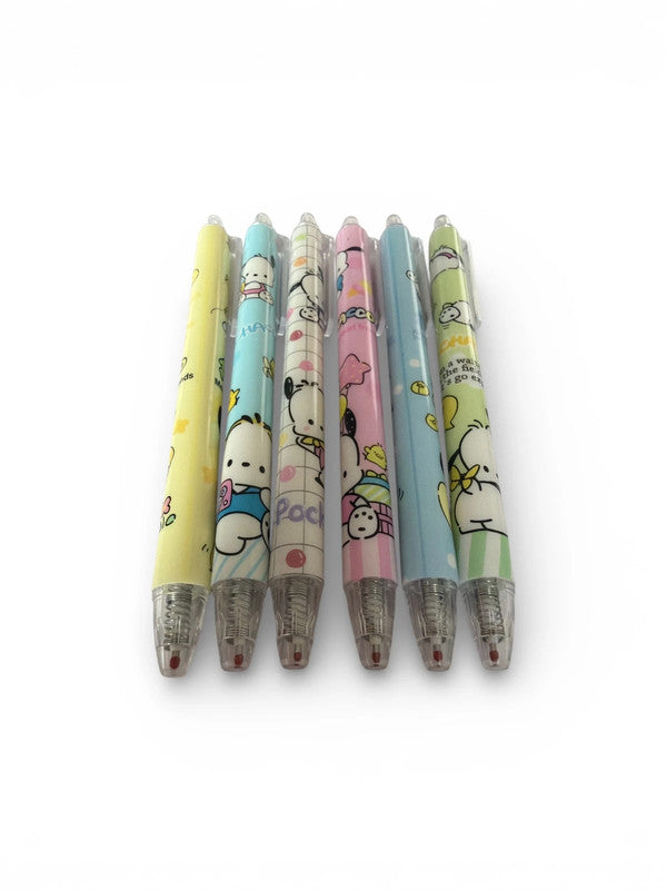 Set of Pochacco 0.5mm gel pens x 6 - black ink