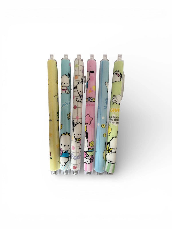 Set of Pochacco 0.5mm gel pens x 6 - black ink