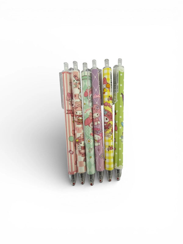 Set of 6 My Melody 0.5mm gel pens with black ink