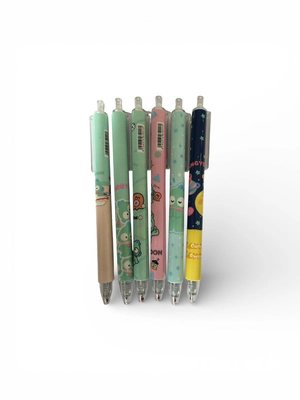 Set of 6 x Hangyodon 0.5mm black ink gel pens