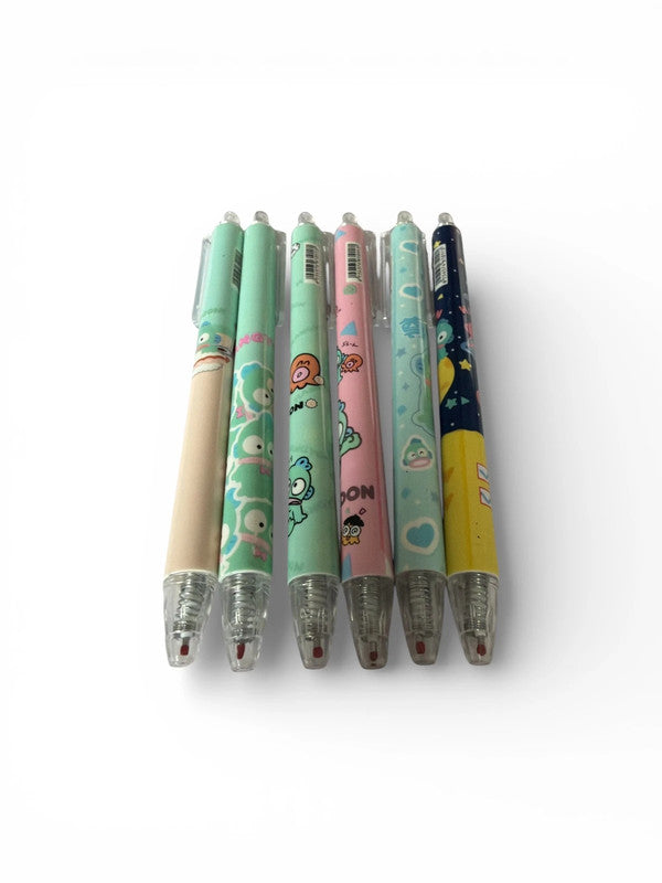 Set of 6 x Hangyodon 0.5mm black ink gel pens