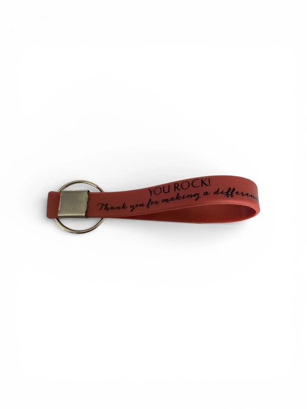 Appreciation quote keychain - Coral - You rock! Thank you for making a difference