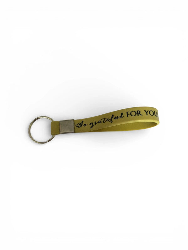 Appreciation / thank you quote keychain - Yellow - So grateful for you