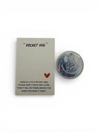 Pocket hug - smiley face filled with gitter confetti and description card