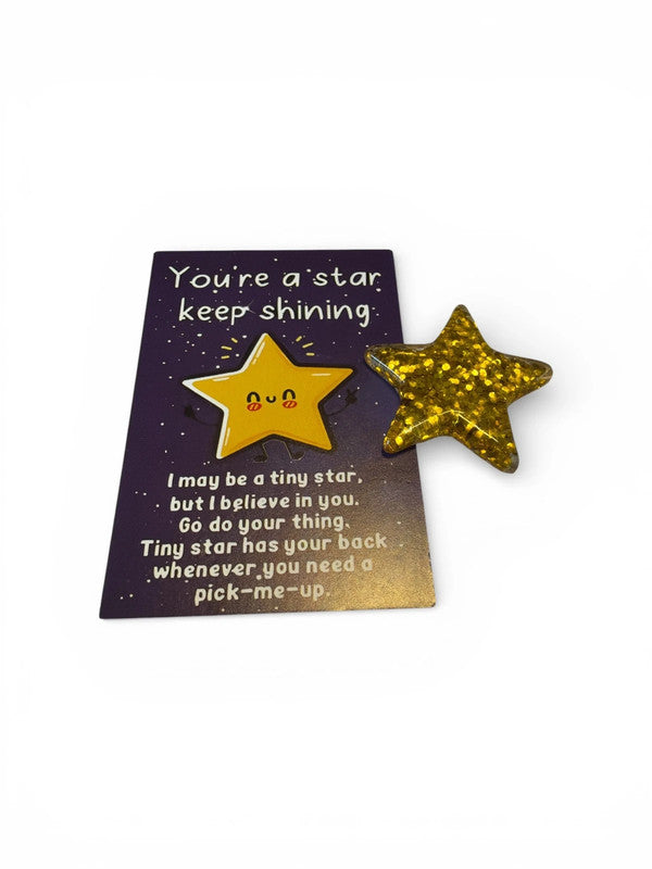 You’re a star keep shining description card and star keepsake -