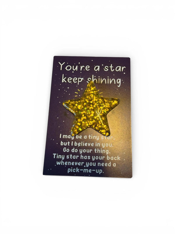 You’re a star keep shining description card and star keepsake -