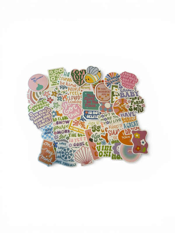 Pack of 50 high quality vinyl stickers - self love / hippie / flower power
