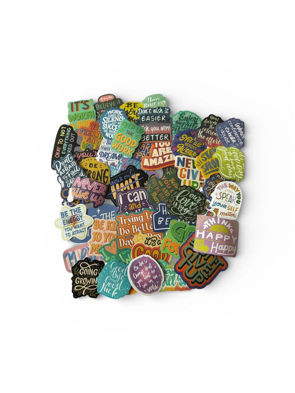 50 x high quality vinyl stickers - positivity slogans / quotes