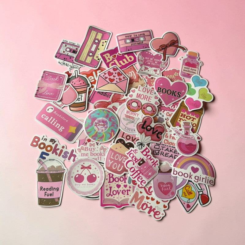 50 x high quality vinyl stickers - love books