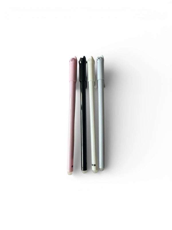 Set of 4 x erasable gel pens - blue ink - cats