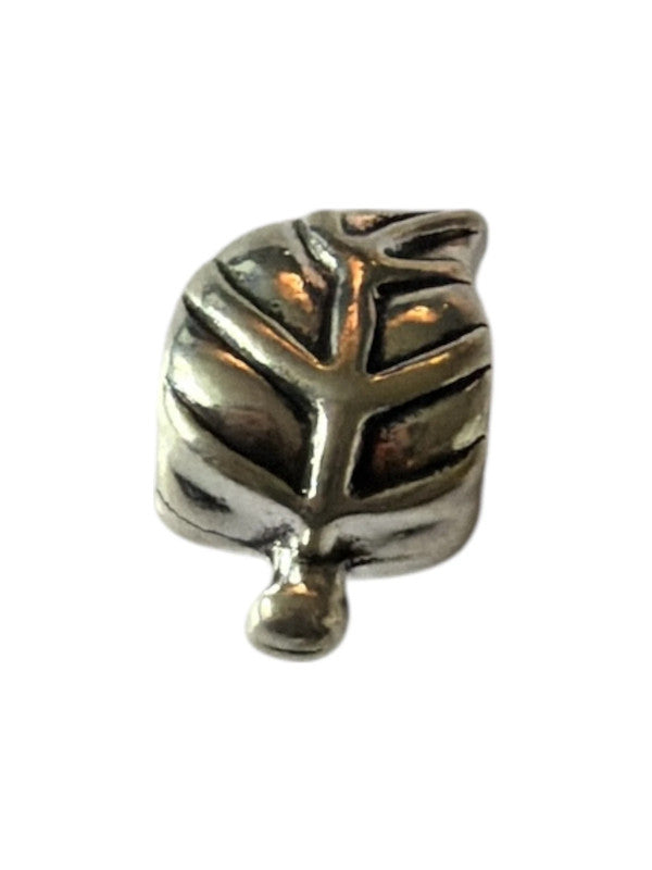 Metal charm for charm bracelet - Leaf design