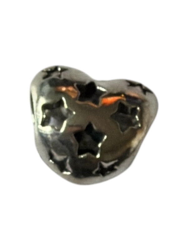 Metal charm for charm bracelet - heart with star cut outs