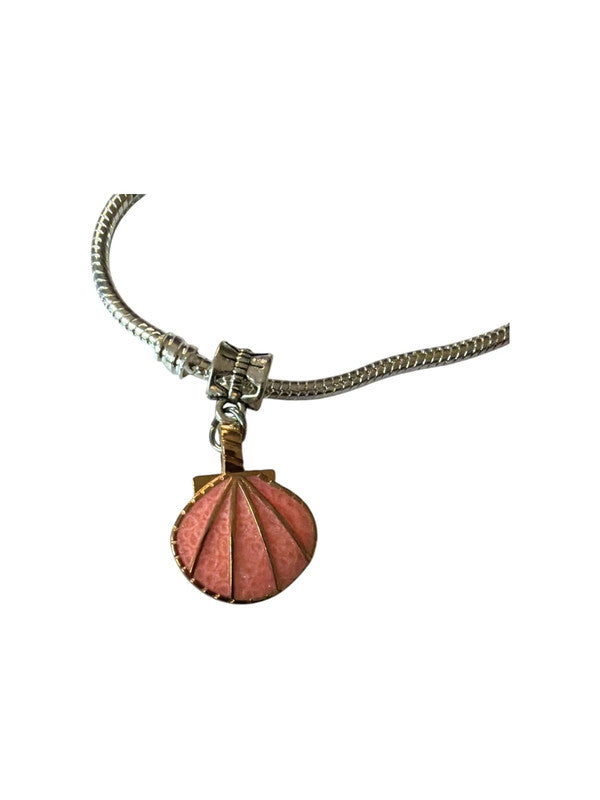 Metal charm for charm bracelet - coral coloured shell