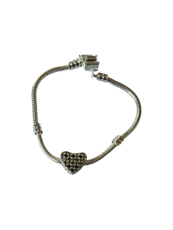 Metal charm for charm bracelet - Patterned heart
