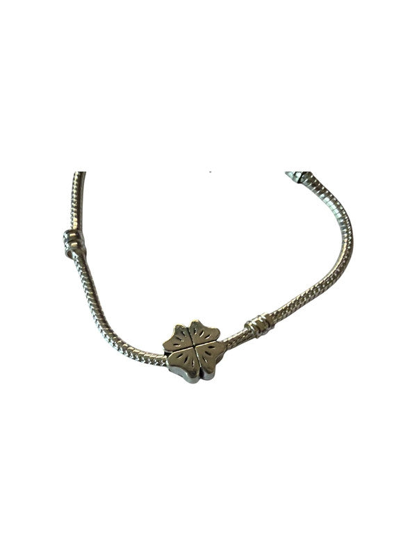 Metal charm for charm bracelet - 4 leaf clover without stem