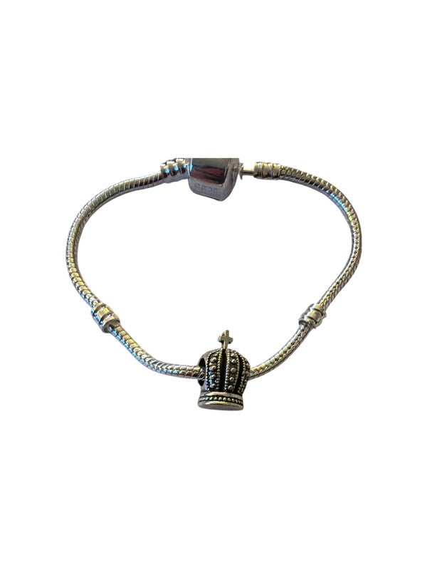 Metal charm for charm bracelet - Crown with cross